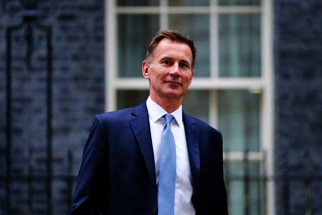 Jeremy Hunt leaves 10 Downing Street in London after he was appointed Chancellor of the Exchequer following the resignation of Kwasi Kwarteng (Victoria Jones/PA)