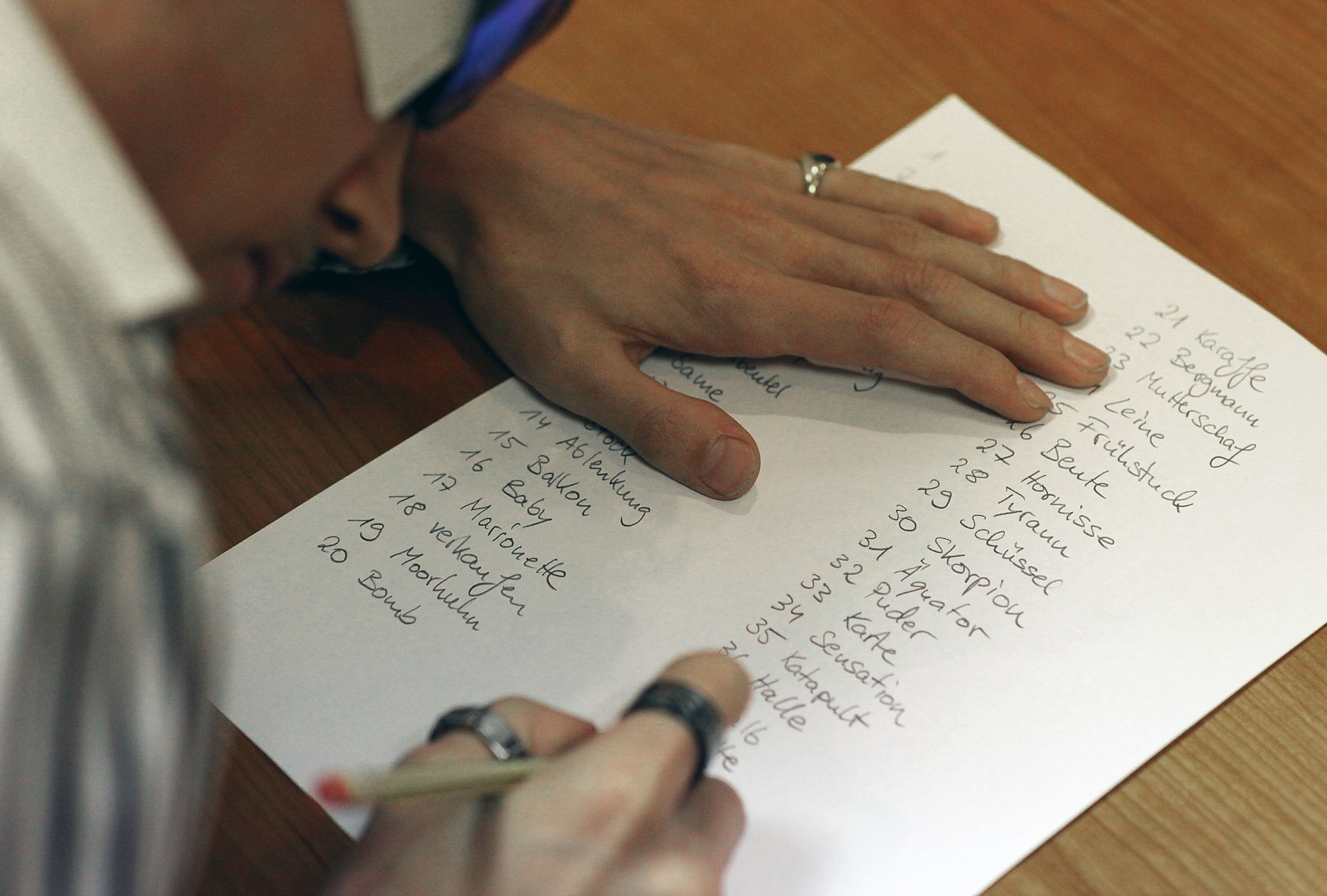 Competitors take part in the random words discipline at the UK open memory championship at the Strand Palace Hotel, London