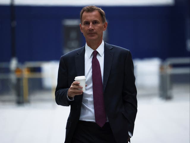 <p>Hunt arrives at the BBC this morning</p>