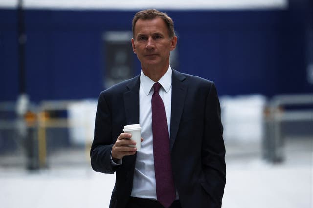 <p>Hunt arrives at the BBC this morning</p>