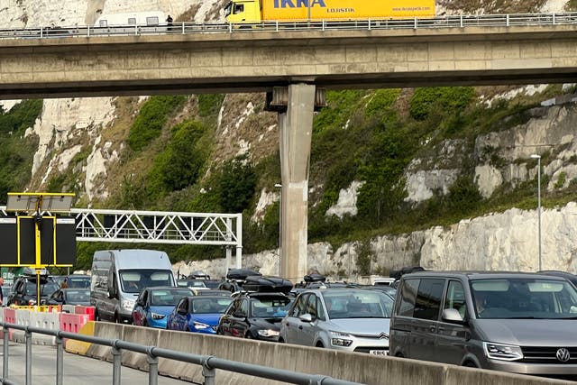 <p>Gridlock: summer queues for EU passport checks at the Port of Dover</p>