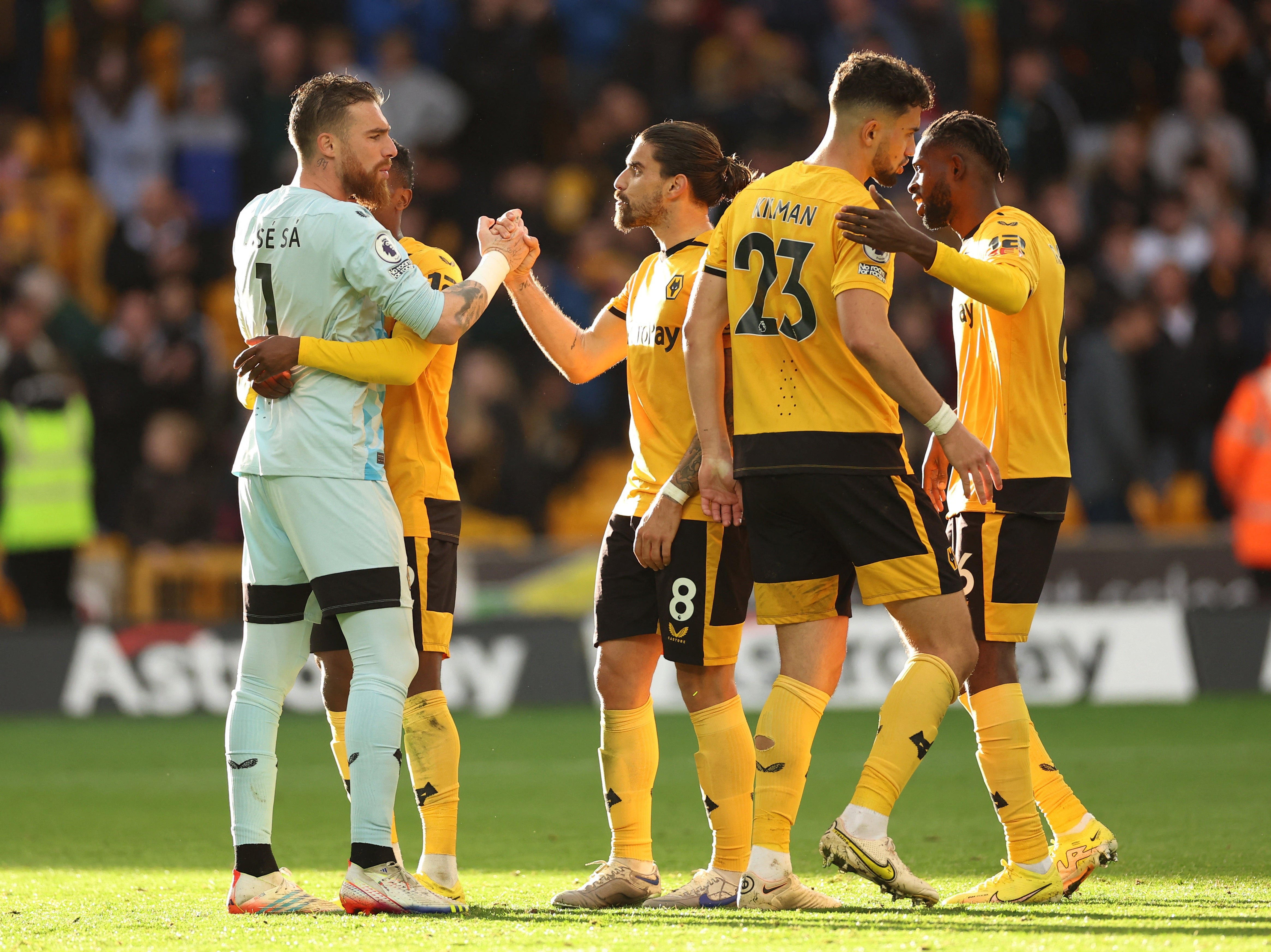 Wolves celebrate after the final whistle