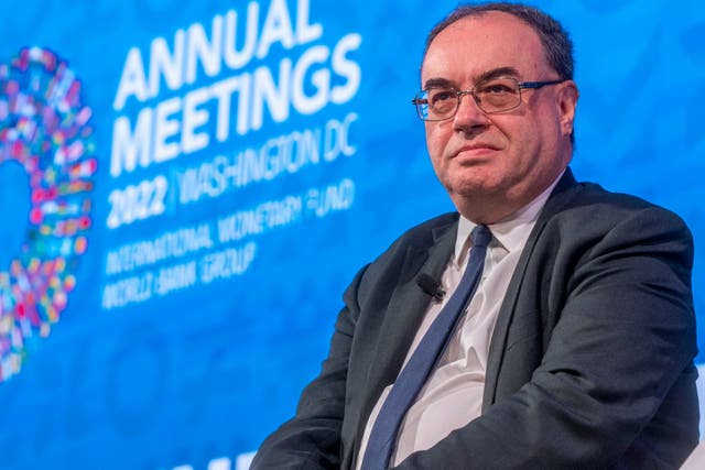 <p>Andrew Bailey at the G30 meeting at the 2022 IMF and the World Bank Group summit in Washington, DC on Saturday</p>
