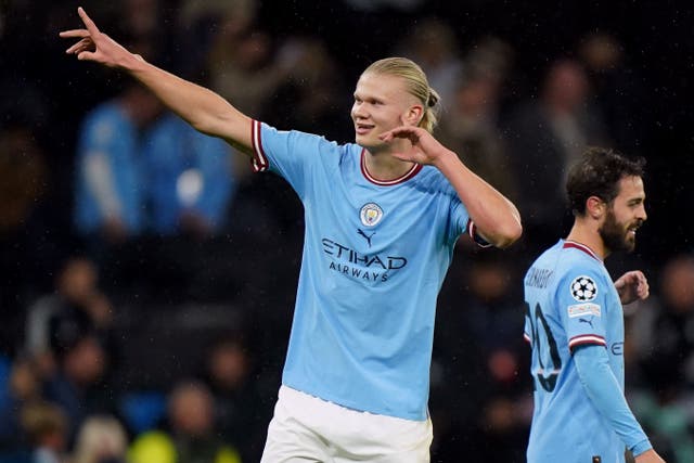 Erling Haaland has impressed Pep Guardiola on and off the ball (Tim Goode/PA)