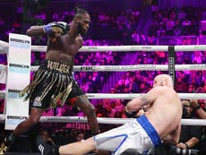 Deontay Wilder returns with emphatic first-round knockout of Robert Helenius