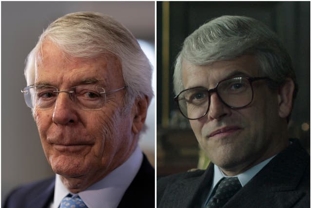 <p>John Major (left) is played by Jonny Lee Miller in the historical royal drama </p>