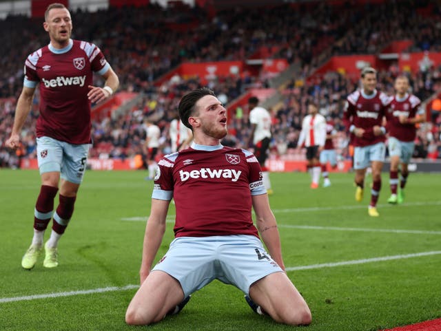 <p>Declan Rice’s fine strike cancelled out Romain Perraud’s deflected goal </p>