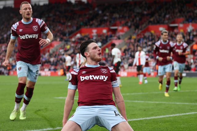 <p>Declan Rice’s fine strike cancelled out Romain Perraud’s deflected goal </p>