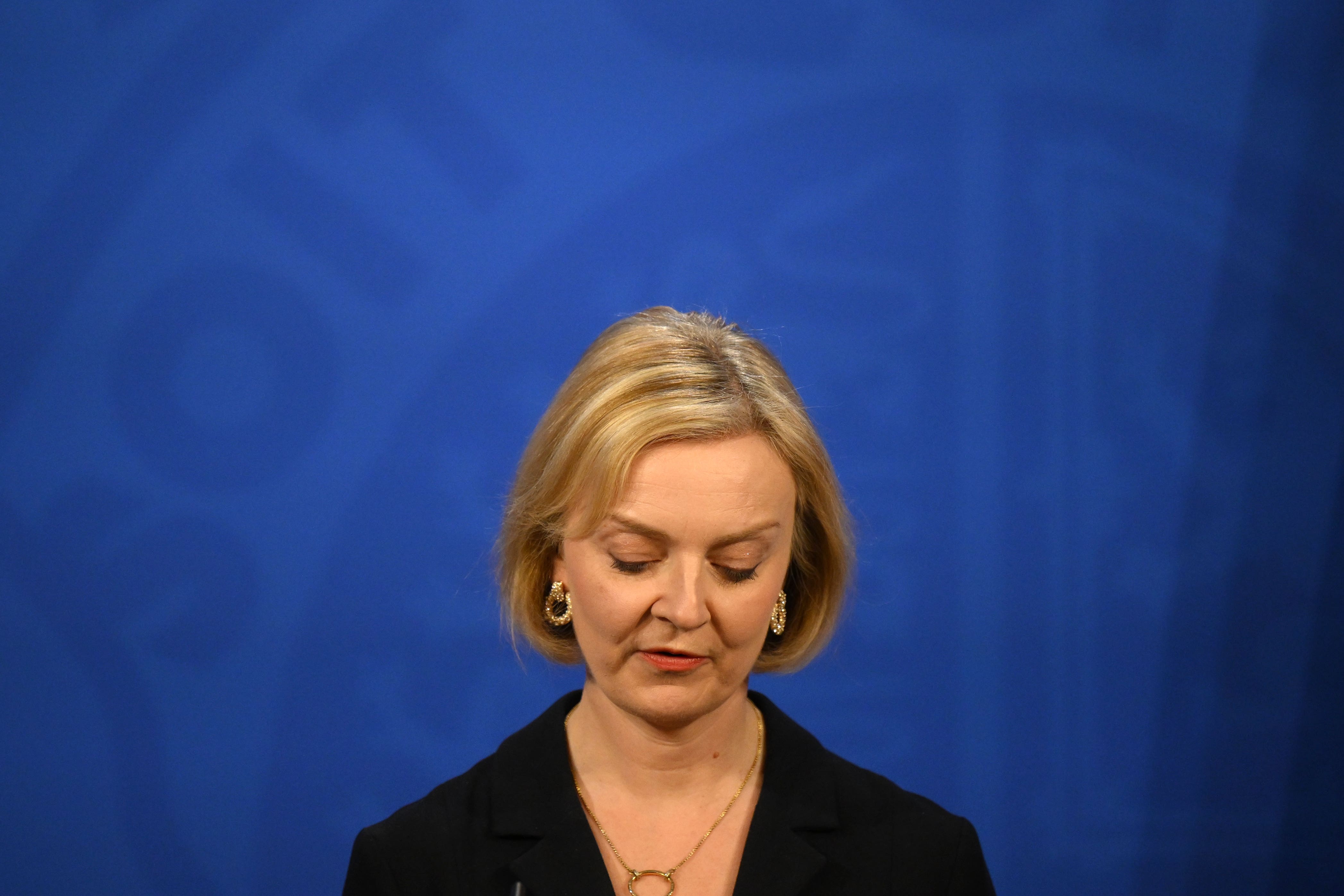 Prime minister Liz Truss during a press conference in the briefing room at Downing Street