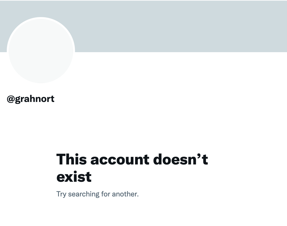 Norton’s Twitter account no longer exists