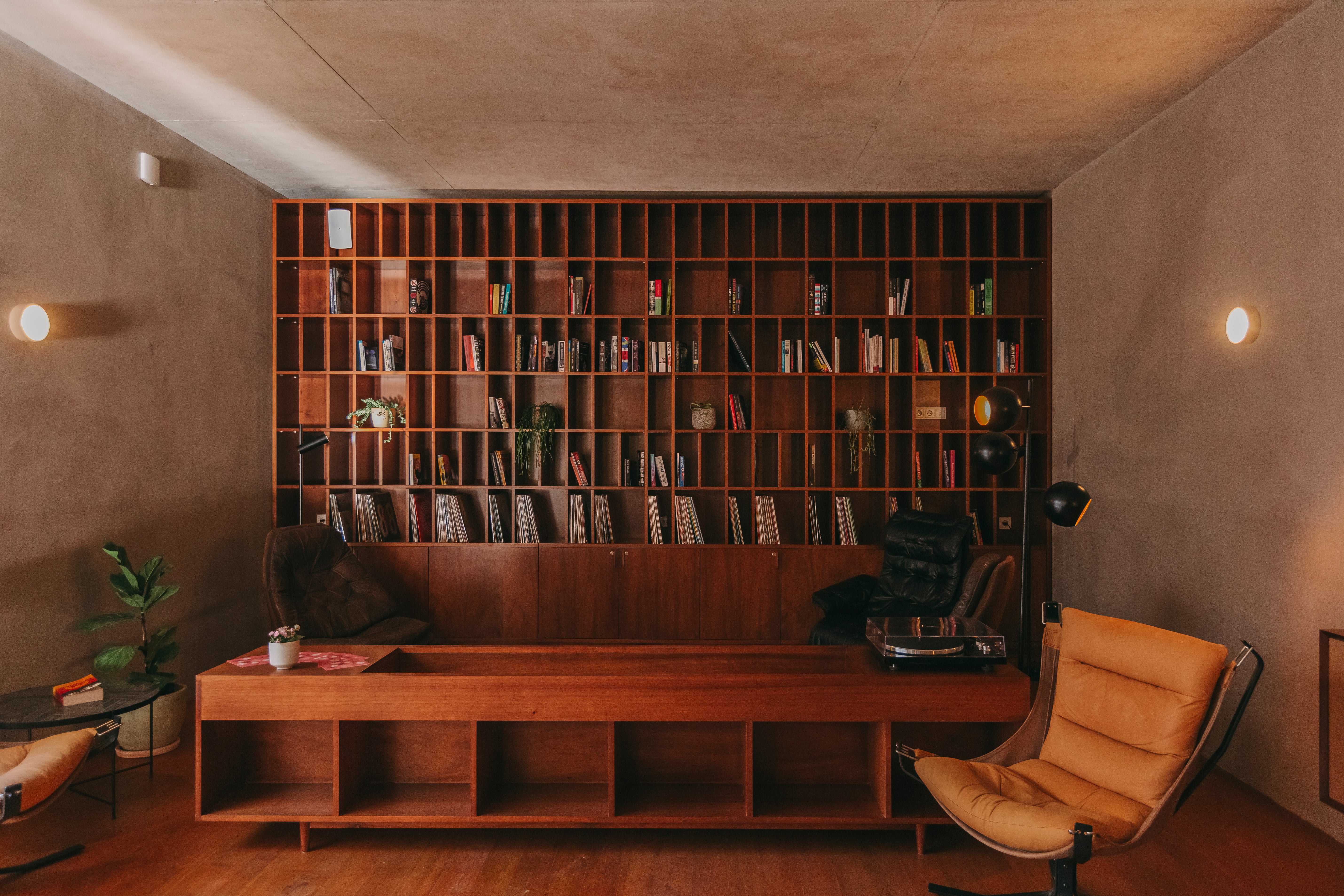 Guests can peruse and listen to vinyl in the hotel’s record library