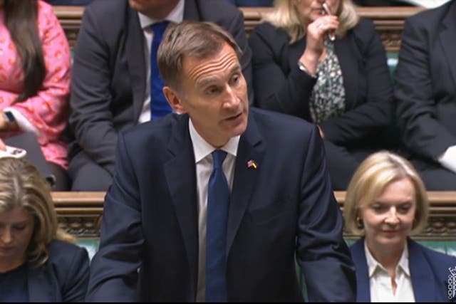 Markets were buoyed by Jeremy Hunt’s emergency statement (House of Commons/PA)
