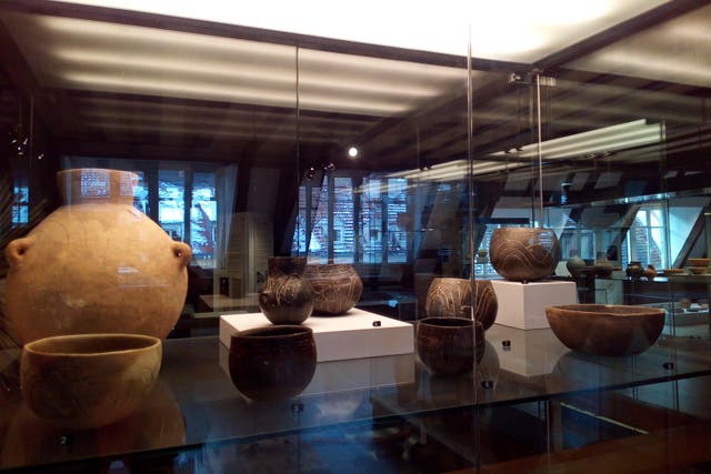 LBK ceramics from the Alsace region on display at the Historic Museum of Mulhouse, France (Emmanuelle Casanova /University of Bristol/PA)