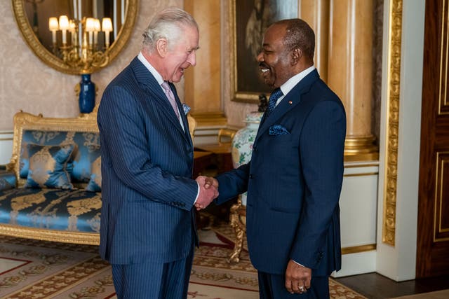 The King meets the President of Gabon Ali Bongo Ondimba at Buckingham Palace (Aaron Chown/PA)