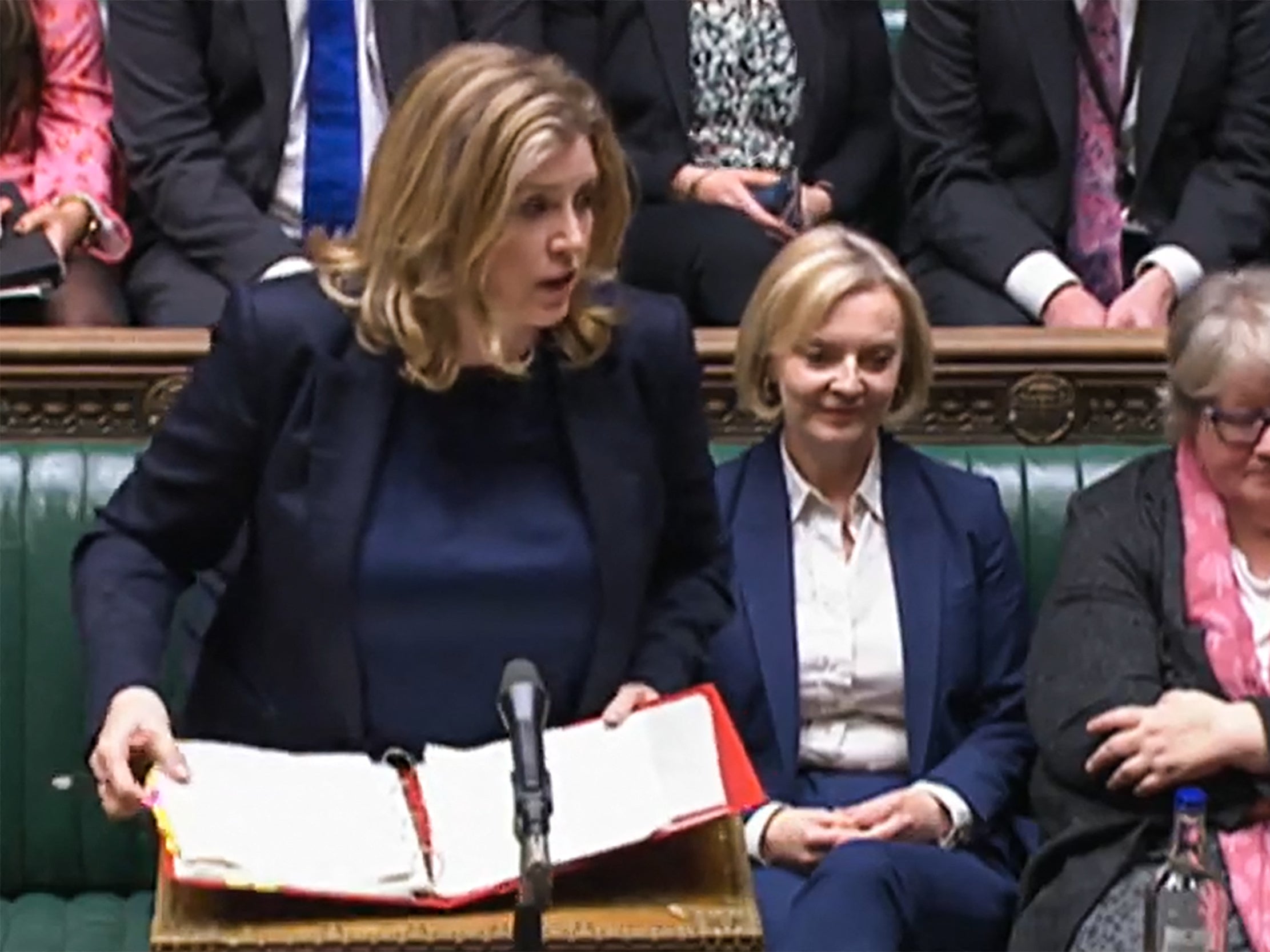 Penny Mordaunt covering for Liz Truss at the dispatch box in the House of Commons