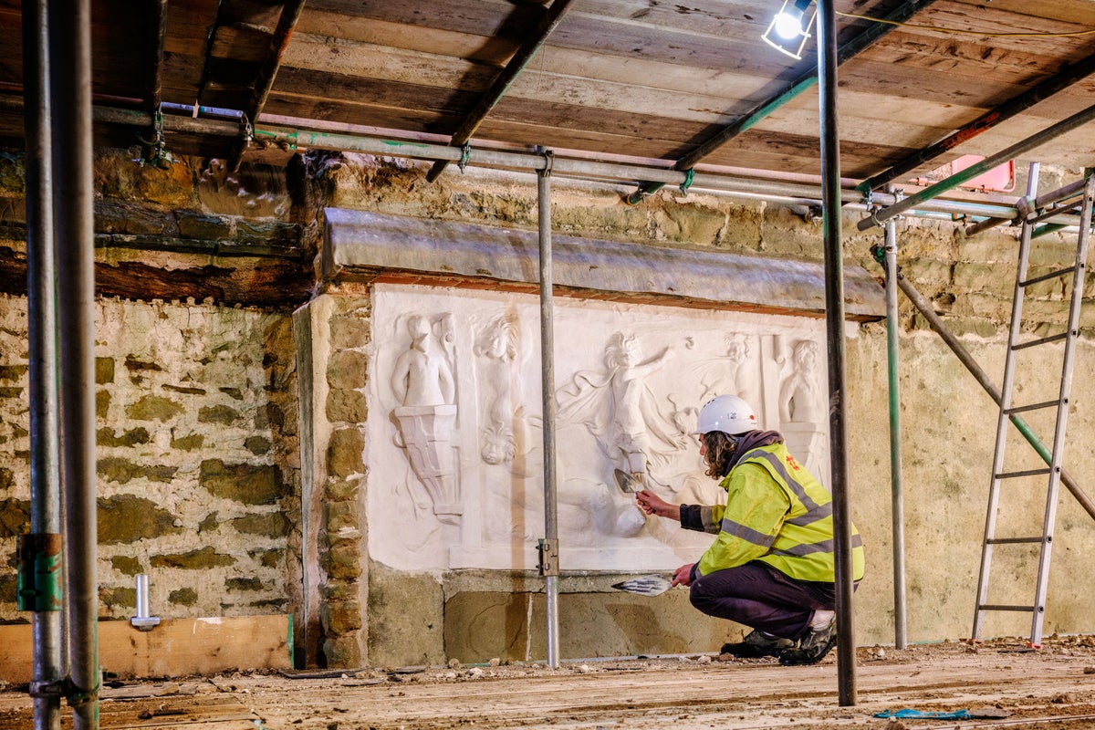 400-year-old plaster friezes at Hardwick Hall protected for future generations