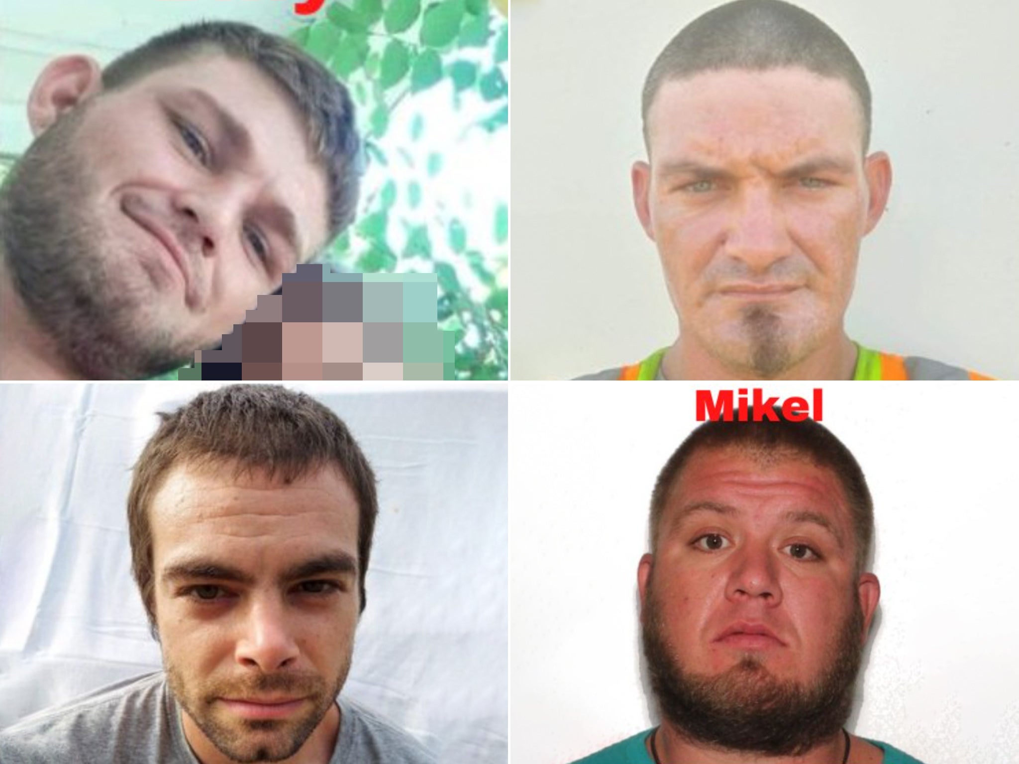 The victims have been identified as Billy Chastain (upper left), Mark Chastain (upper right), Alex Stevens (bottom left) and Mike Sparks (bottom right)
