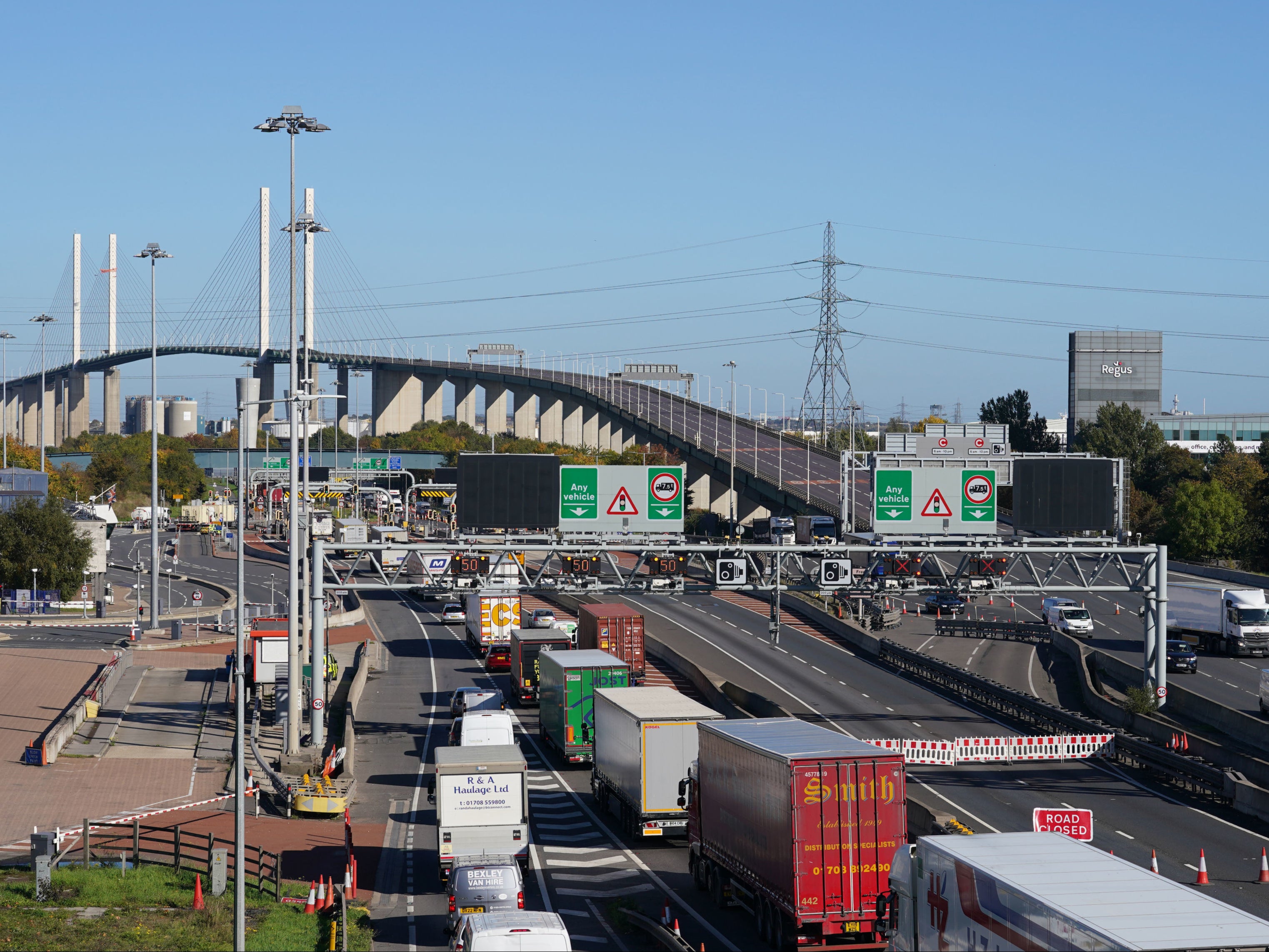 Traffic built up around the Dartford Crossing on Tuesday