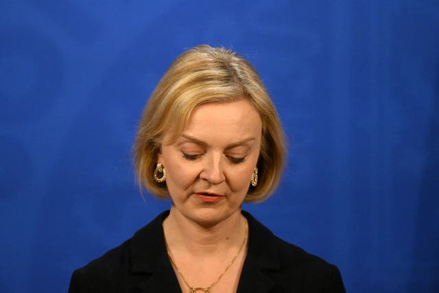 <p>Liz Truss at her brief news conference on Friday </p>