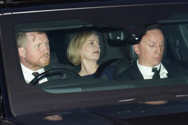 Prime Minister Liz Truss leaves Downing Street to meet the European Research Group of Tory MPs in the Commons (Stefan Rousseau/PA)