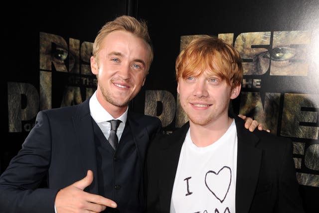 <p>Actors Tom Felton and Rupert Grint arrive at the premiere of 20th Century Fox's "Rise Of The Planet Of The Apes" held at Grauman's Chinese Theatre on July 28, 2011 in Los Angeles, California. (Photo by Kevin Winter/Getty Images)</p>