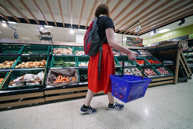 Soaring food prices pushed inflation back into double figures in September (Yui Mok/PA)