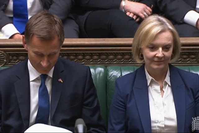 Chancellor of the Exchequer Jeremy Hunt and Prime Minister Liz Truss listen to Shadow Chancellor Rachel Reeves’ response the Chancellor’s statement in the Commons. Picture date: Monday October 17, 2022 (House of Commons/PA)
