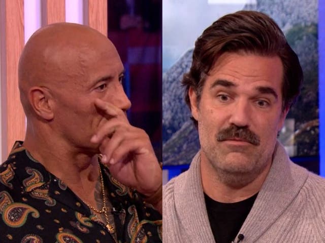 <p>Dwayne Johnson and Rob Delaney on ‘The One Show'</p>