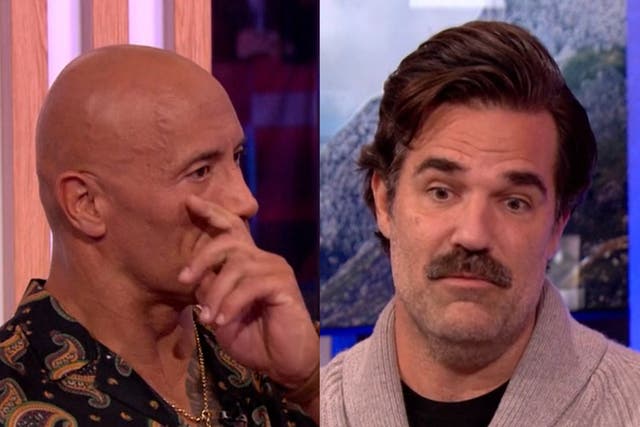 <p>Dwayne Johnson and Rob Delaney on ‘The One Show'</p>