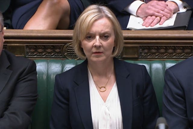 Prime Minister Liz Truss reacts during Prime Minister’s Questions (House of Commons/PA)