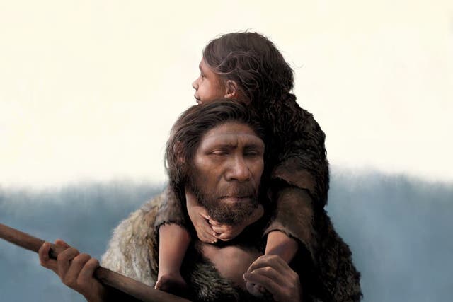 An artist’s impression of a Neanderthal father and his daughter (Tom Bjorklund/Max Planck Institute for Evolutionary Anthropology)