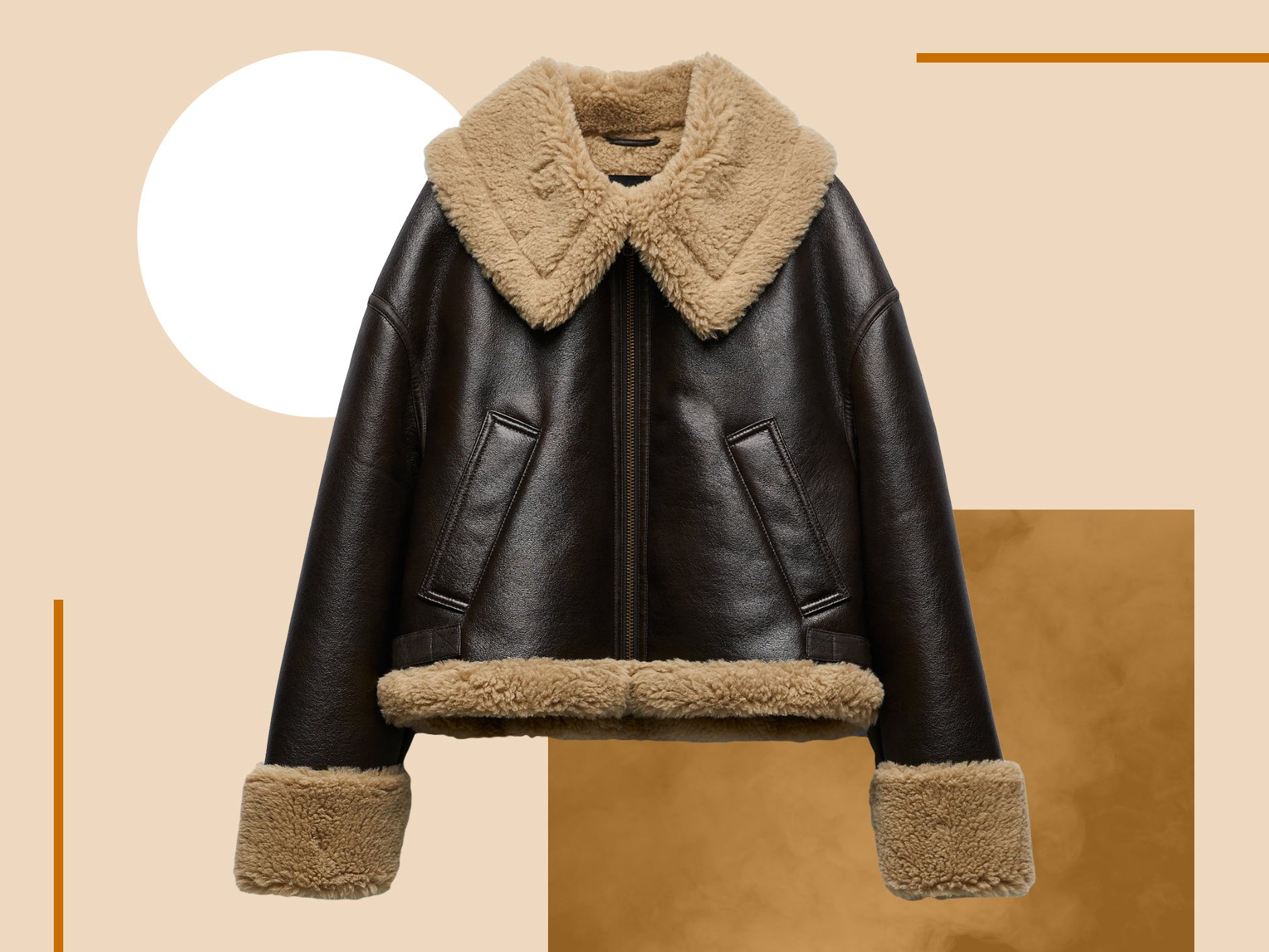 Zara Faux Leather Shearling Jacket - Coats & jackets