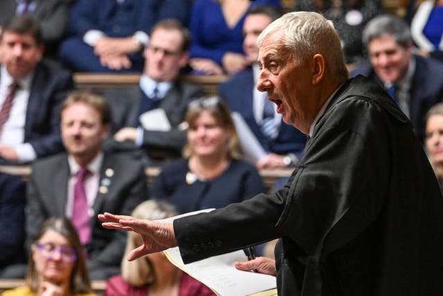 <p>Lindsay Hoyle tries to keep order in the House of Commons yesterday</p>