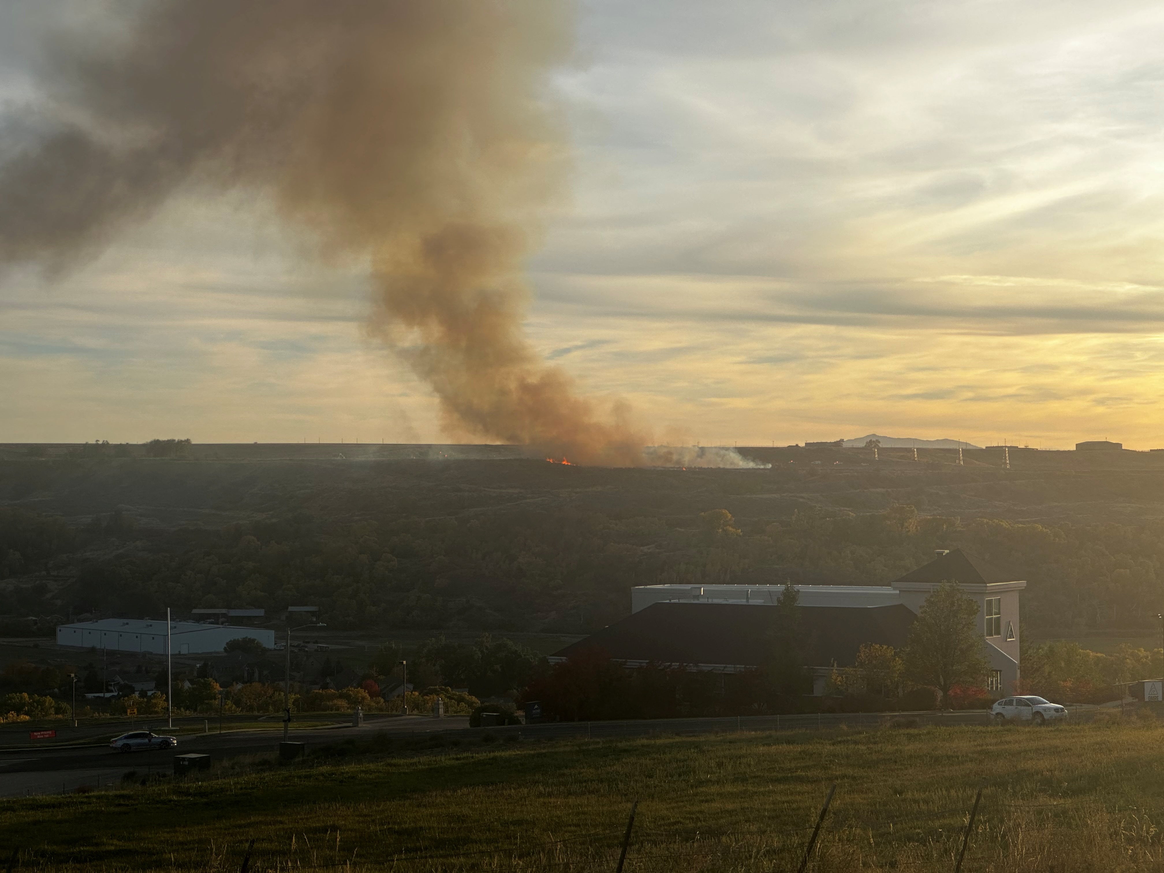 A view shows smoke after an F-35 crashed at Hill Air Force Base, in Washington Terrace, Utah, on 19 October 2022