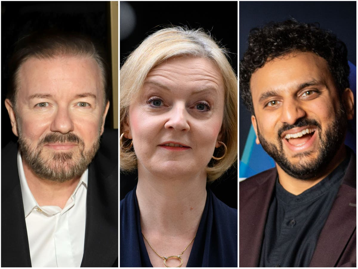 Liz Truss: Ricky Gervais and Nish Kumar among stars to react to PM resigning after six weeks