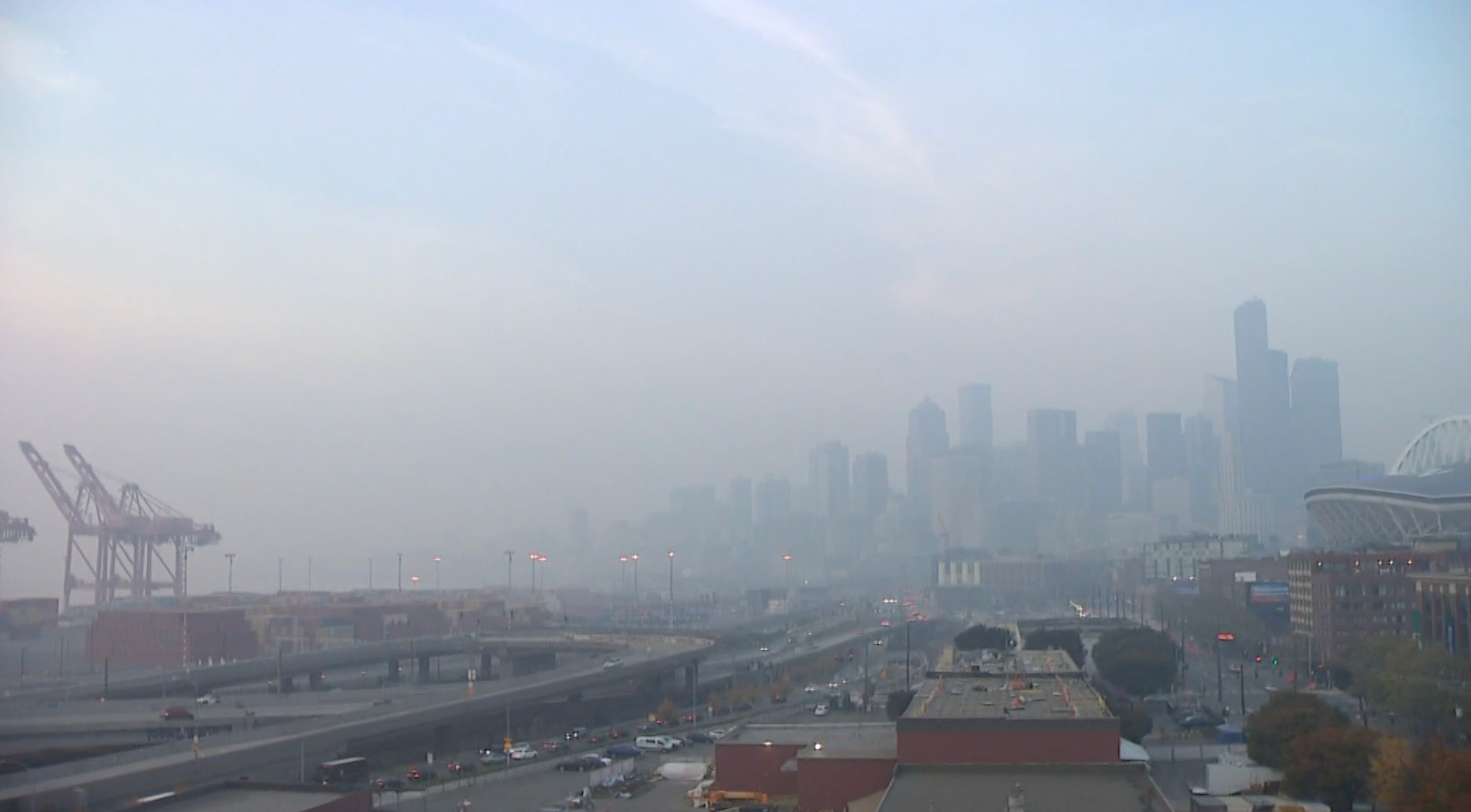 <p>Haze from wildfires covered the Seattle skyline this week, creating unhealthy air quality</p>