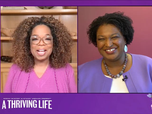 <p>Oprah Winfrey interviews Stacey Abrams</p>