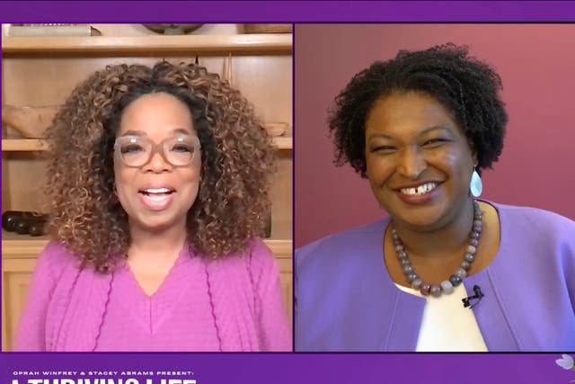 <p>Oprah Winfrey interviews Stacey Abrams</p>