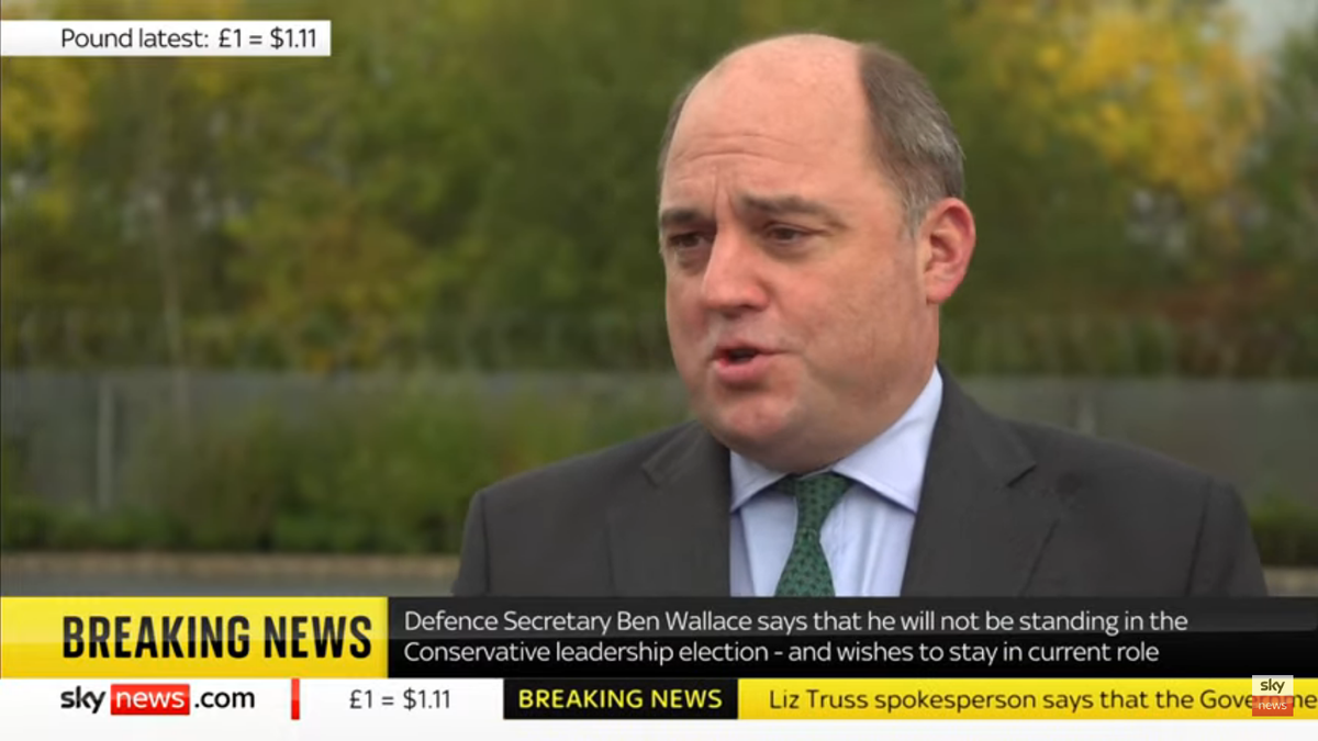  Defence secretary Ben Wallace rules himself out of Tory leadership race