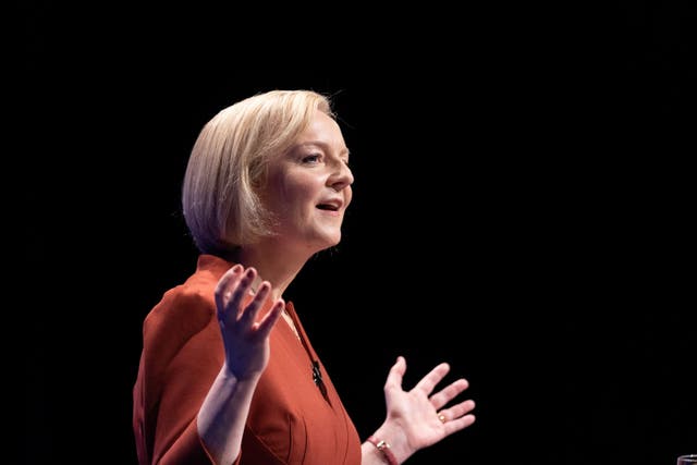 Prime Minister Liz Truss delivers her keynote speech to the Conservative Party annual conference at the International Convention Centre in Birmingham. Picture date: Wednesday October 5, 2022 (Stefan Rousseau/PA)