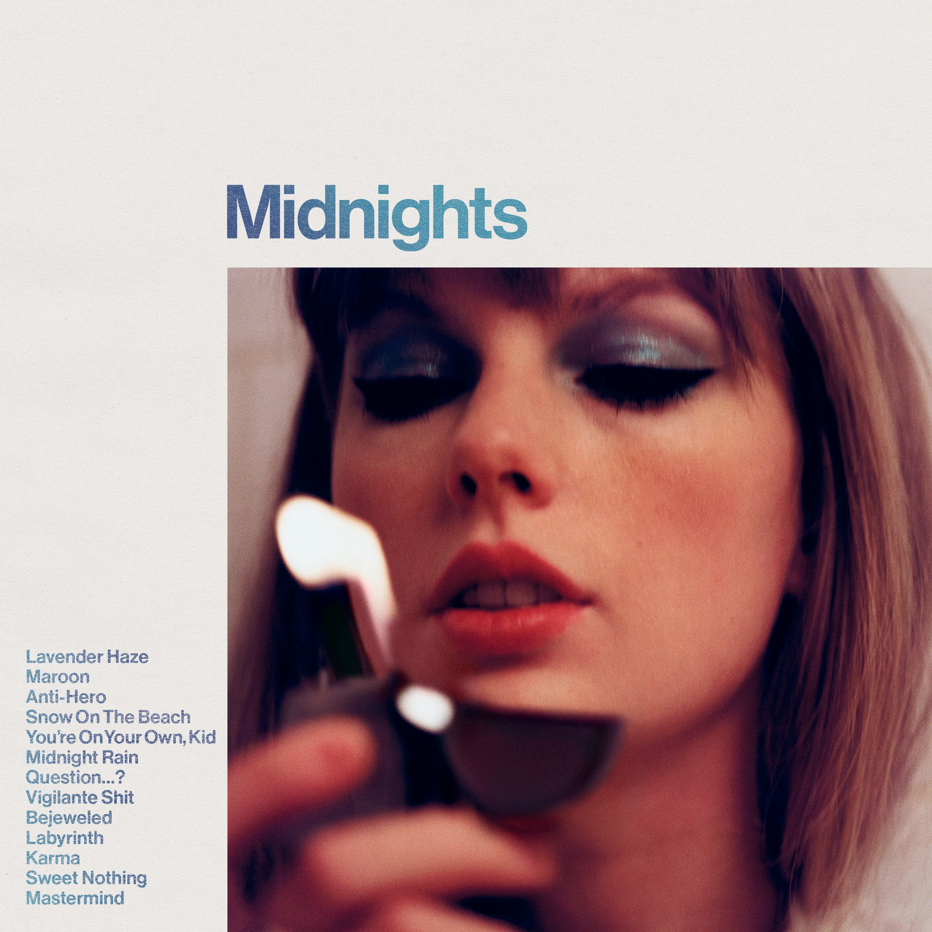 Taylor Swift in album artwork for her record, ‘Midnights’