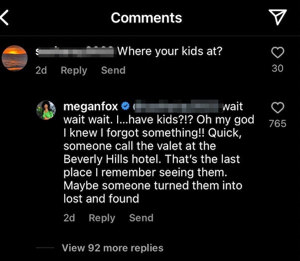 Megan Fox responds to mom-shaming comment about the whereabouts of her children