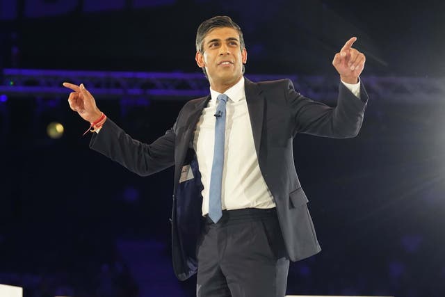 Rishi Sunak is believed to have become the first Conservative leadership candidate to secure the backing of 100 MPs, shoring up sufficient support to be on the ballot for Monday’s vote (Stefan Rousseau/PA)