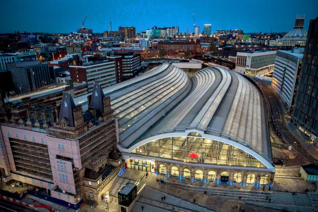 An aerial image of Liverpool Lime Street Station (Peter Byrne/PA)