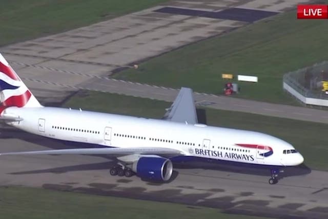 <p>Boris Johnson's plane arrives at Gatwick amid Tory leadership race</p>