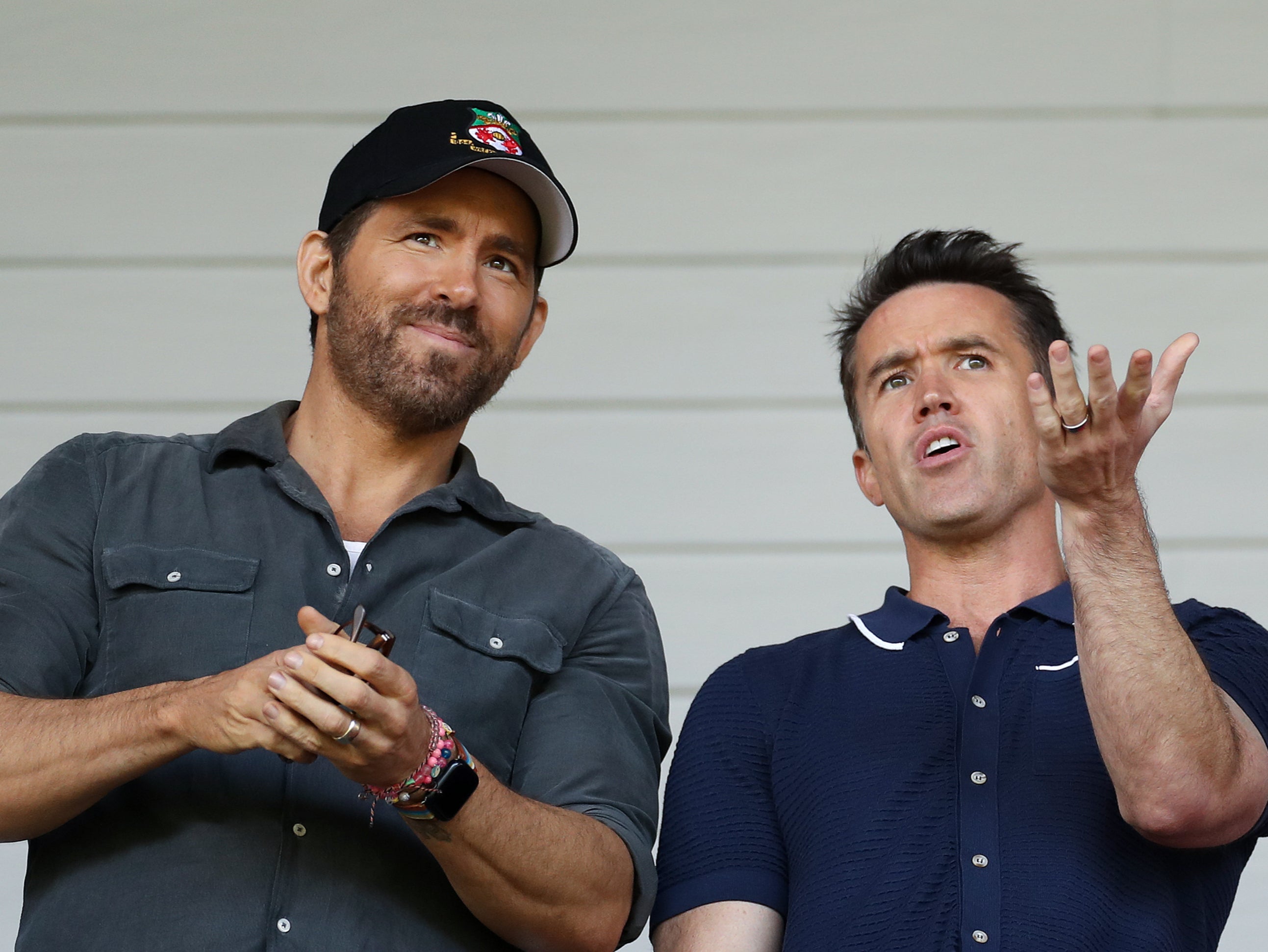Reynolds and McElhenney at a Wrexham game together