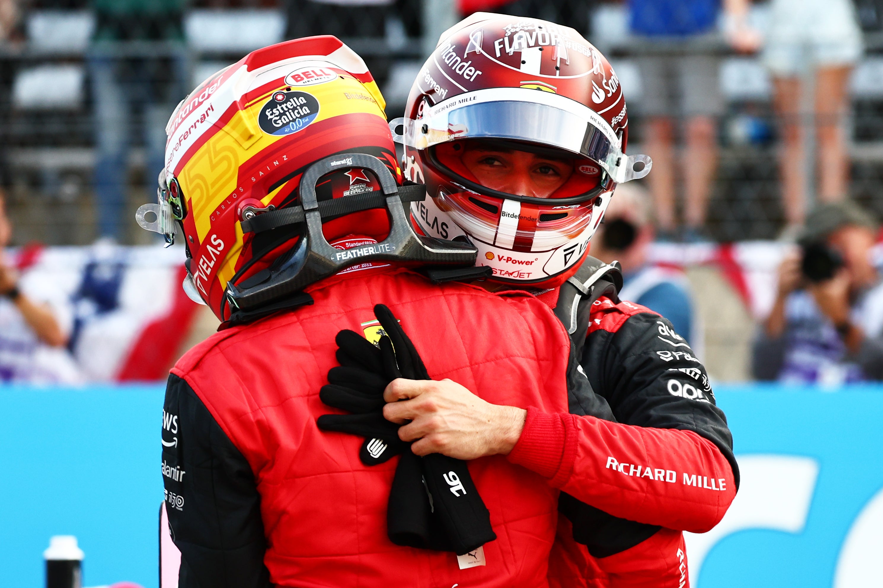 Carlos Sainz beat team-mate Charles Leclerc to pole position at the Circuit of the Americas