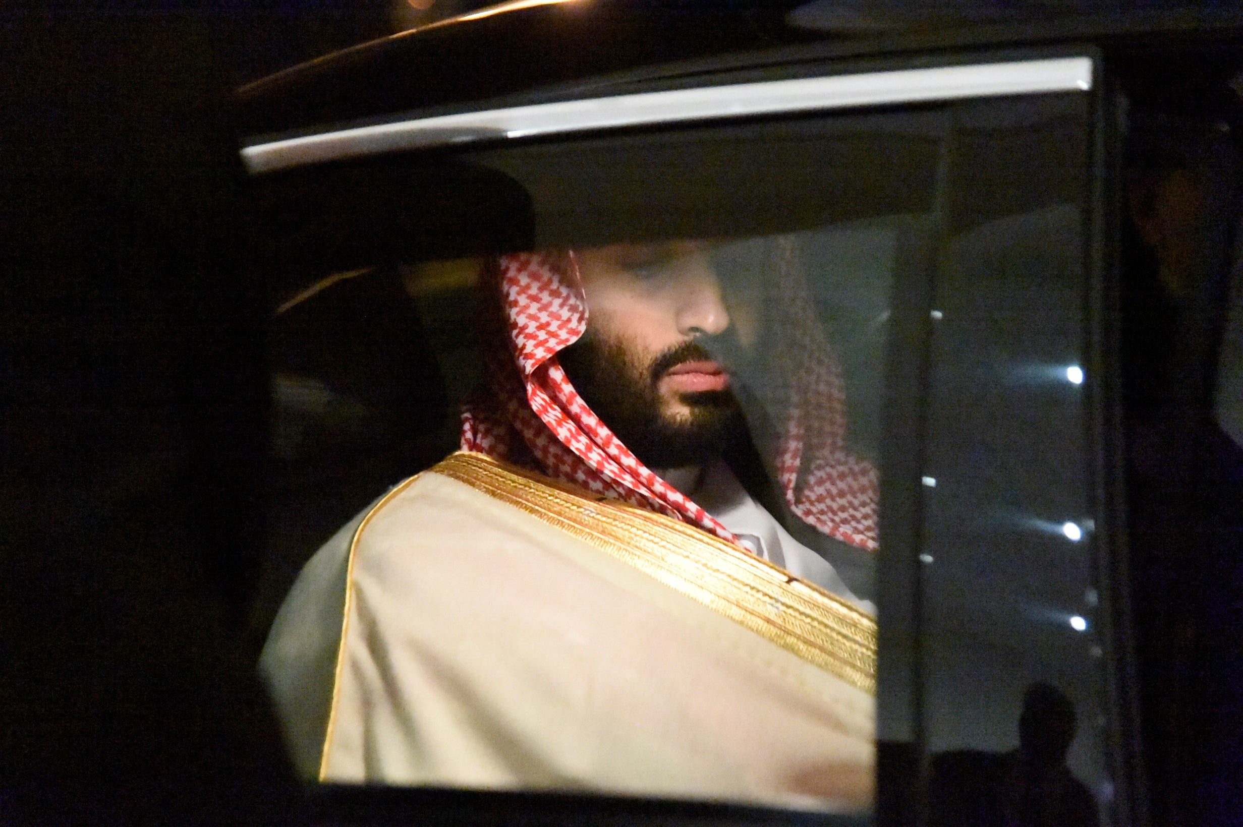 Saudi crown prince Mohammed bin Salman is driven to a meeting with the Algerian prime minister on a previous visit to Algiers in 2018