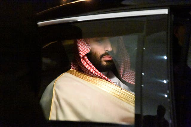 <p>Saudi crown prince Mohammed bin Salman is driven to a meeting with the Algerian prime minister on a previous visit to Algiers in 2018 </p>