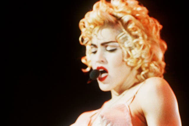 <p>Madonna on stage</p>